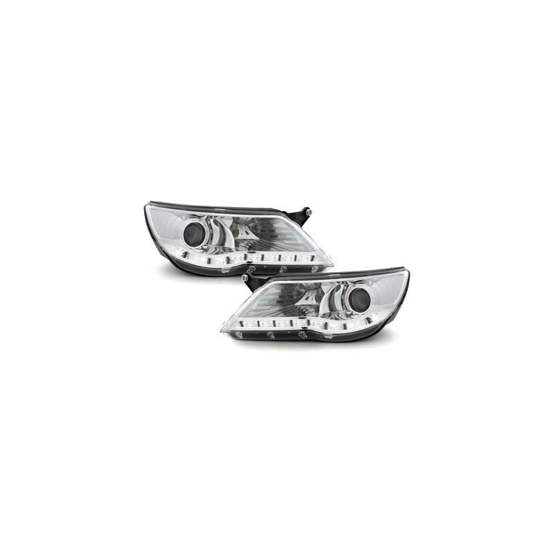 Phares LED DRL VW Tiguan 07-11 Chrome