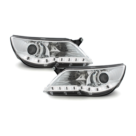 Phares LED DRL VW Tiguan 07-11 Chrome