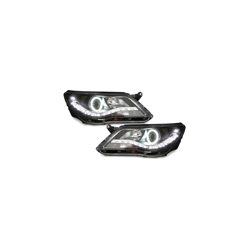Phares LED DRL VW Tiguan 07-11 Noir