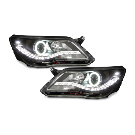 Phares LED DRL VW Tiguan 07-11 Noir