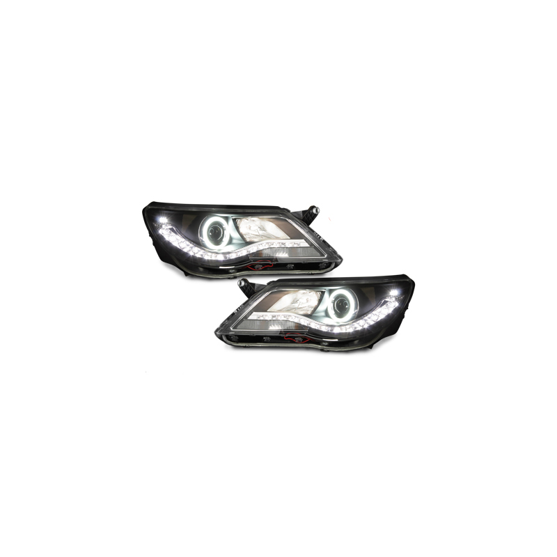 Phares LED DRL VW Tiguan 07-11 Noir