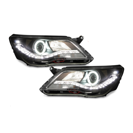 Phares LED DRL VW Tiguan 07-11 Noir