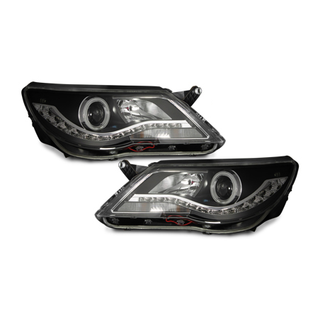 Phares LED DRL VW Tiguan 07-11 Noir