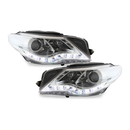 Phares DAYLINE VW Passat CC 08-10  avec feux diurne LED  Chrome