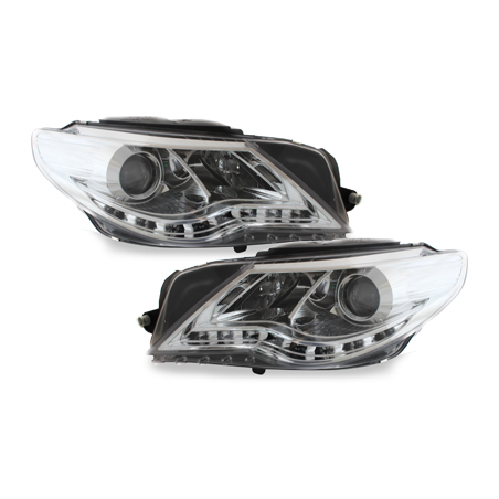 Phares DAYLINE VW Passat CC 08-10  avec feux diurne LED  Chrome