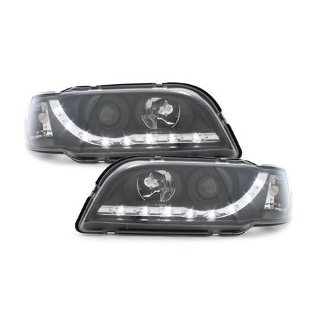 Phares DAYLINE Volvo S/V40 avec Feux Diurne Led Noir Phares DAYLINE Volvo S/V40 avec Feux Diurne Led Noir