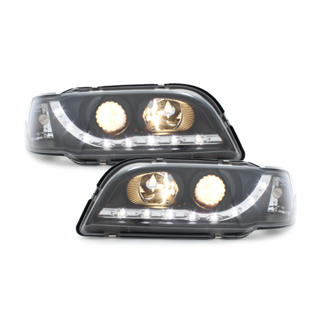 Phares DAYLINE Volvo S/V40 avec Feux Diurne Led Noir Phares DAYLINE Volvo S/V40 avec Feux Diurne Led Noir