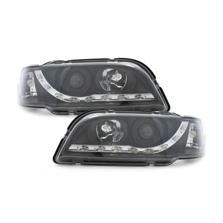 Phares DAYLINE Volvo S/V40 avec Feux Diurne Led Noir Phares DAYLINE Volvo S/V40 avec Feux Diurne Led Noir