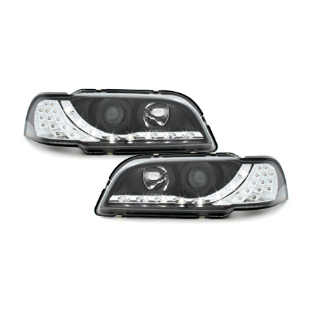 Phares DAYLINE Volvo S/V40 avec Feux Diurne Led Noir Phares DAYLINE Volvo S/V40 avec Feux Diurne Led Noir