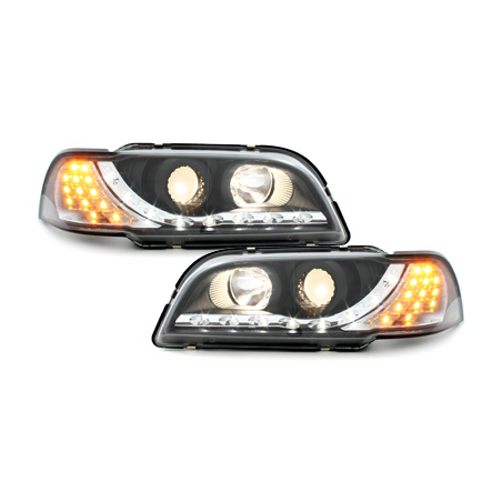 Phares DAYLINE Volvo S/V40 avec Feux Diurne Led Noir Phares DAYLINE Volvo S/V40 avec Feux Diurne Led Noir