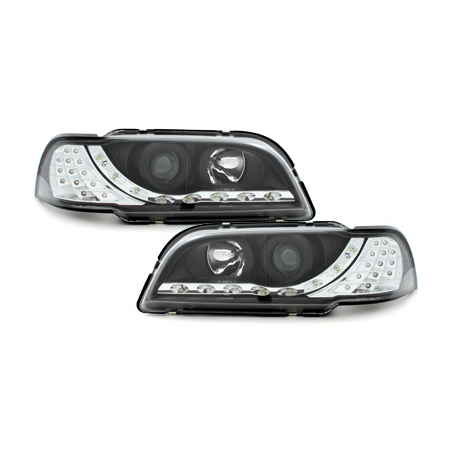 Phares DAYLINE Volvo S/V40 avec Feux Diurne Led Noir Phares DAYLINE Volvo S/V40 avec Feux Diurne Led Noir