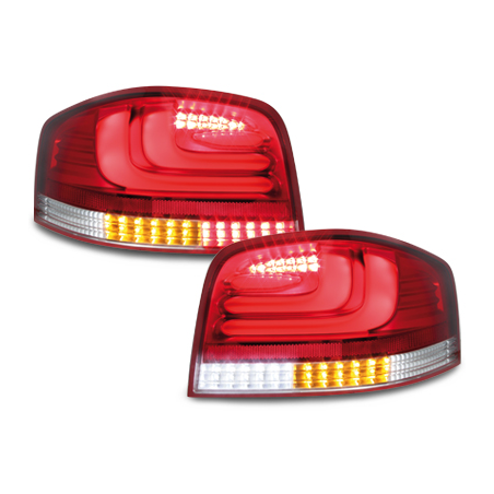 Feux LED Audi A3 8P 03-09 rouge / chrome