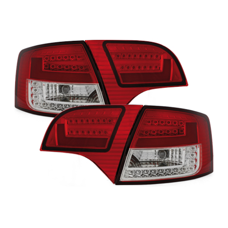 Feux arrière LITEC LED Audi A4 Avant B7 04-08-Rouge/Cristal