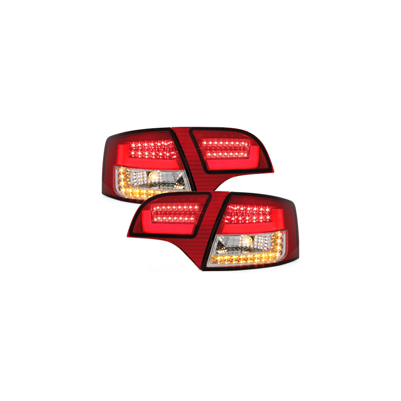 Feux arrière LITEC LED Audi A4 Avant B7 04-08-Rouge/Cristal
