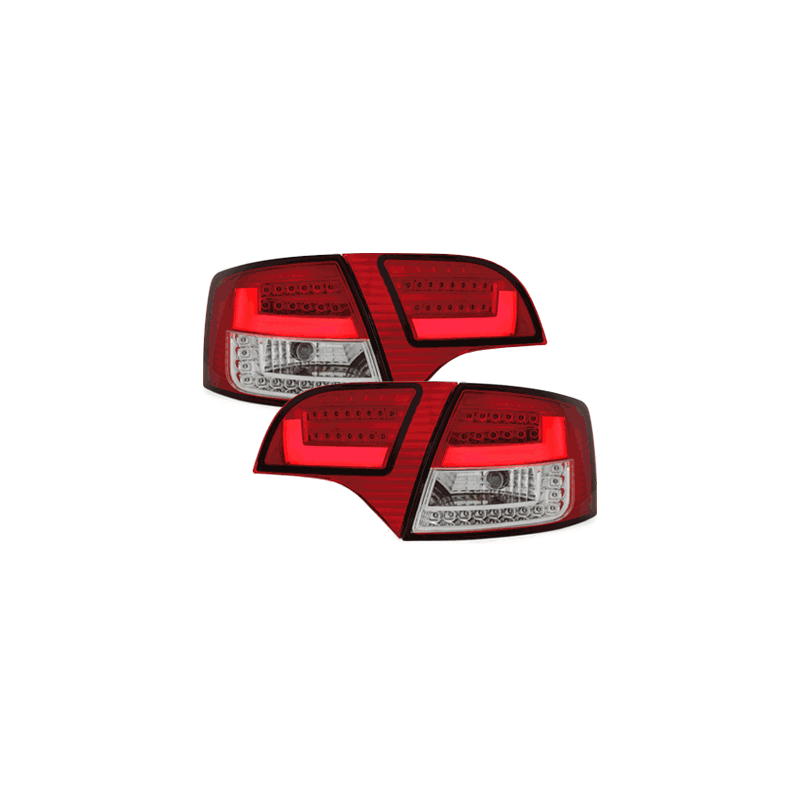 Feux arrière LITEC LED Audi A4 Avant B7 04-08-Rouge/Cristal