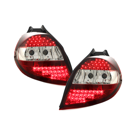 Feux arrière LED Renault Clio 05-09  rouge/cristal