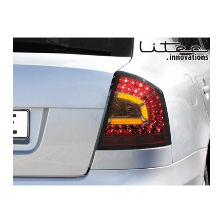 Feux arrière LITEC LED Skoda Octavia 1Z Berline  04-11 Rouge/Fumé