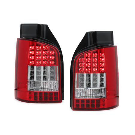 Feux LED VW T5  03-12/09 clignotants LED rouge / cristal