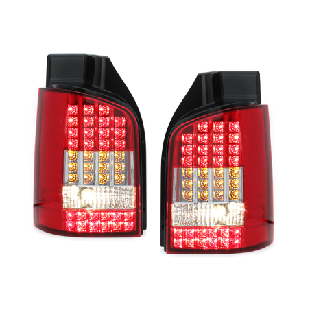 Feux LED VW T5  03-12/09 clignotants LED rouge / cristal