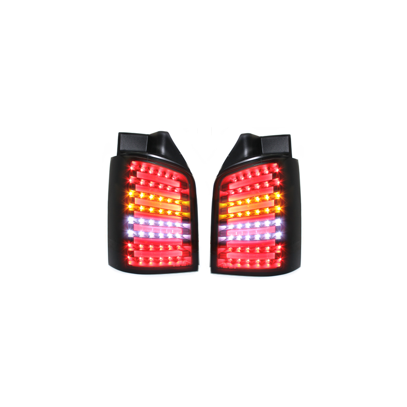 Feux arrière LED VW T5 version portes battante 03-12/09-Noir/Fumé