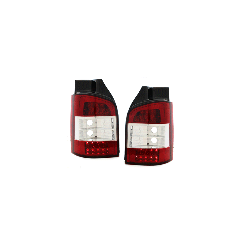 Feux LED VW T5  03-12/09  rouge / cristal
