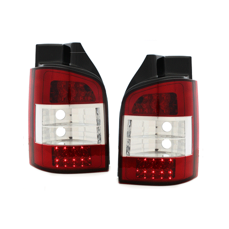 Feux LED VW T5  03-12/09  rouge / cristal