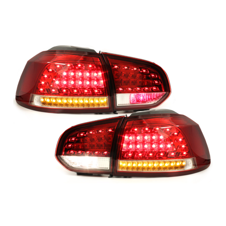  Feux arrière led LITEC VW Golf VI cligno LED Rouge/Cristal -  RV39LRC