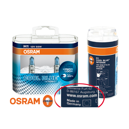 H1 OSRAM Cool Blue Intense H1 Xenon Look 12 V/55 W  (2 pièces)