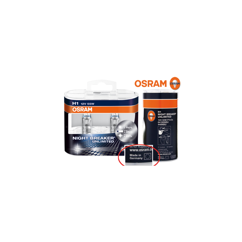 OSRAM NIGHT BREAKER Unlimited H1 12 V/55 W (2 Pièces)