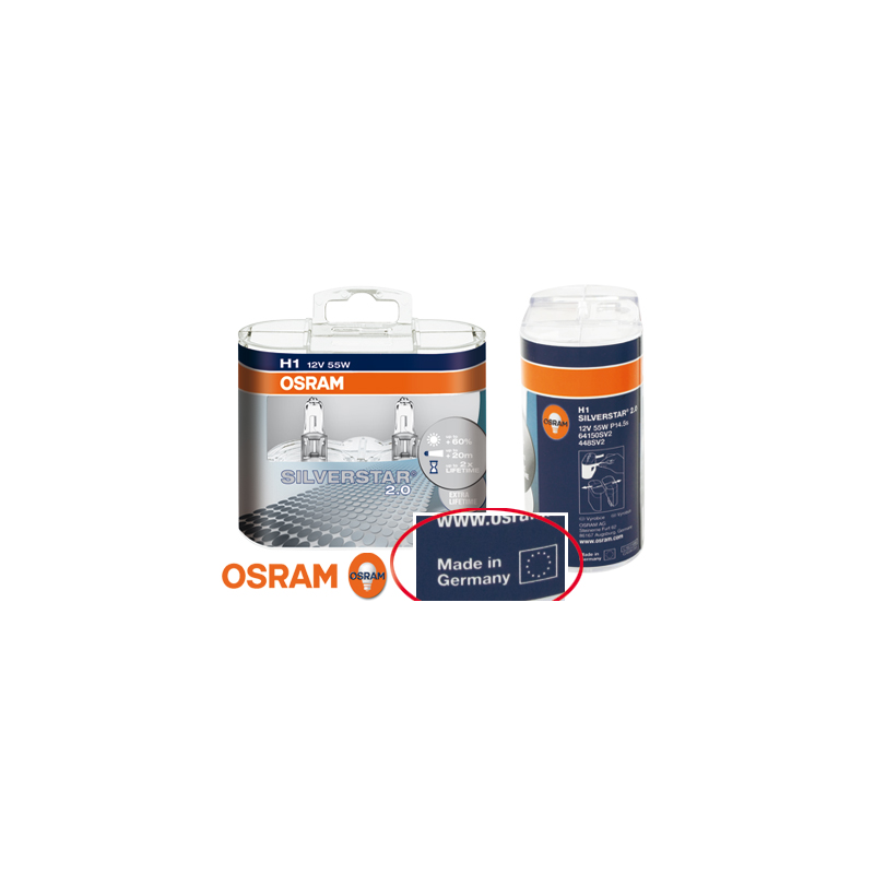 H1 OSRAM SILVERSTAR 2.0 H1 Xenon Look 12 V/55 W  (2 pièces)