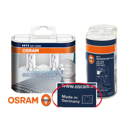 Ampoule look xénon OSRAM SILVERSTAR 2.0 H11 12 V/55 W (2 pièces)