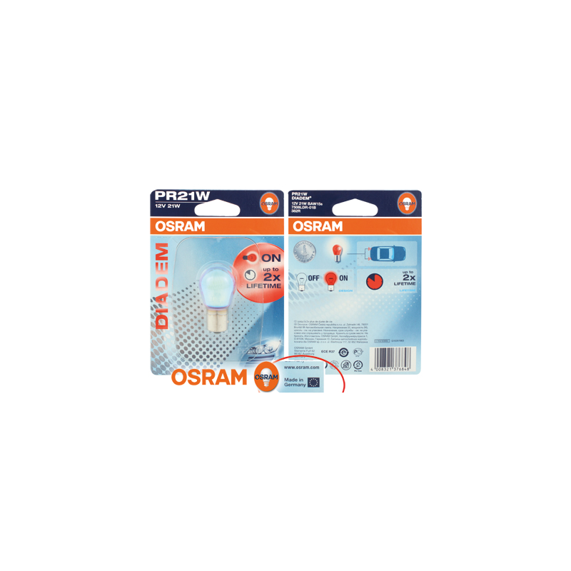 OSRAM DIADEM Rouge BAW15s 25W/12 V - Rouge (1 Pièce)