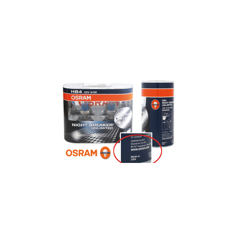 OSRAM NIGHT BREAKER Unlimited HB4 12 V/51 W (2 Pièces)