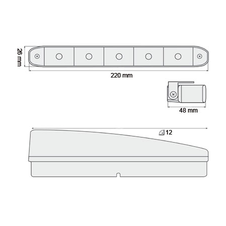 Feux de jour avec 5 hipower LED LxHxT 220x26x48mm (2 pièces)