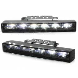 Feux de jour avec 6 hipower LED 220x29x43(max)30(min) Noir