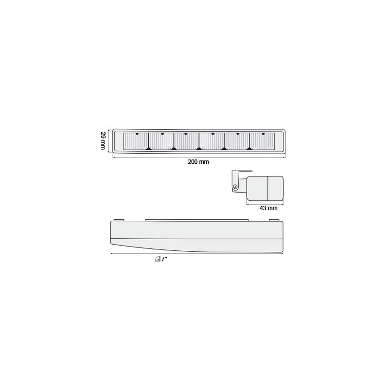 Feux de jour avec 6 hipower LED 220x29x43(max)30(min) Noir