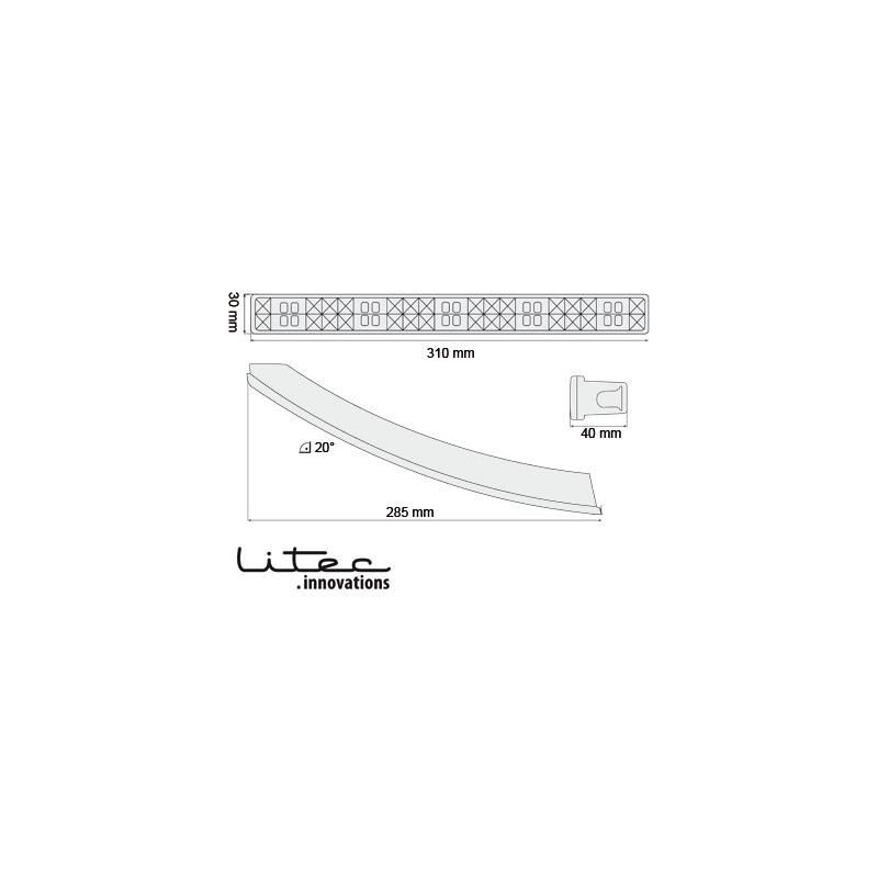 Feux de jour LITEC 20 hipower LED LxHxT 310x30x40 mm (2 pièces)  Noir