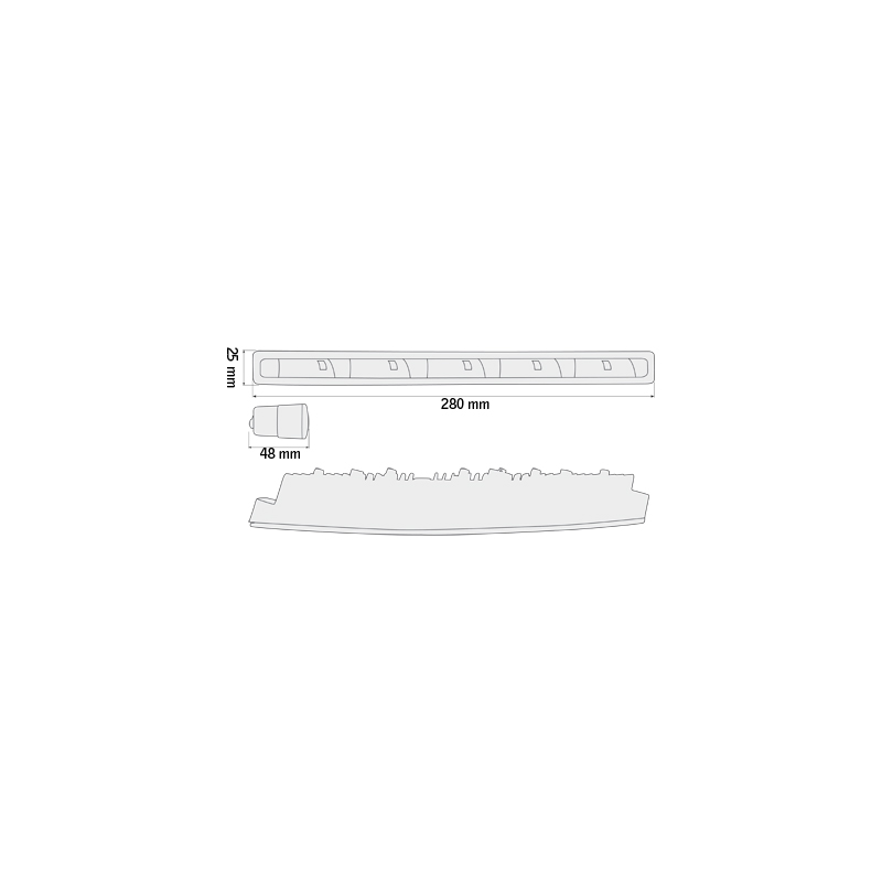 Feux de jour avec 5 hipower LED LxHxT 280x25x48mm-Chrome