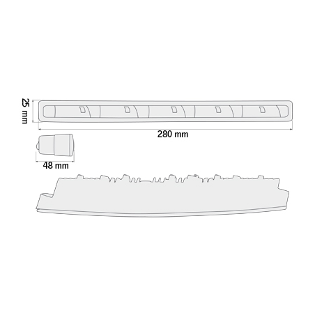 Feux de jour avec 5 hipower LED LxHxT 280x25x48mm-Chrome