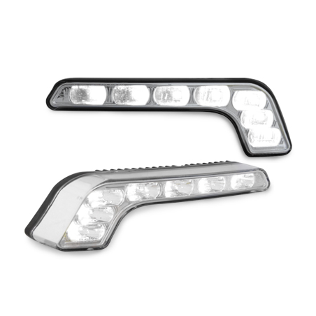 Feux de jour avec 7 hipower LED LxHxT 185x20x34x55mm-Chrome Feux de jour avec 7 hipower LED LxHxT 185x20x34x55mm-Chrome