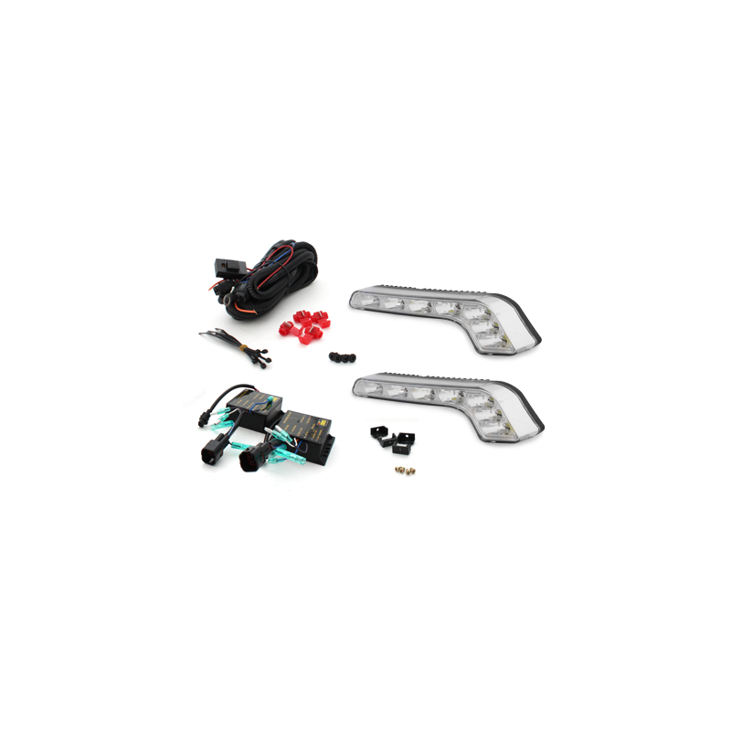 Feux de jour avec 7 hipower LED LxHxT 185x20x34x55mm-Chrome