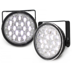 Feux de jour avec 18 hipower LED 90 mm rond Chrome