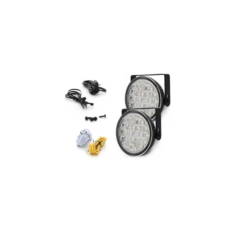 Feux de jour avec 18 hipower LED 90 mm rond Chrome