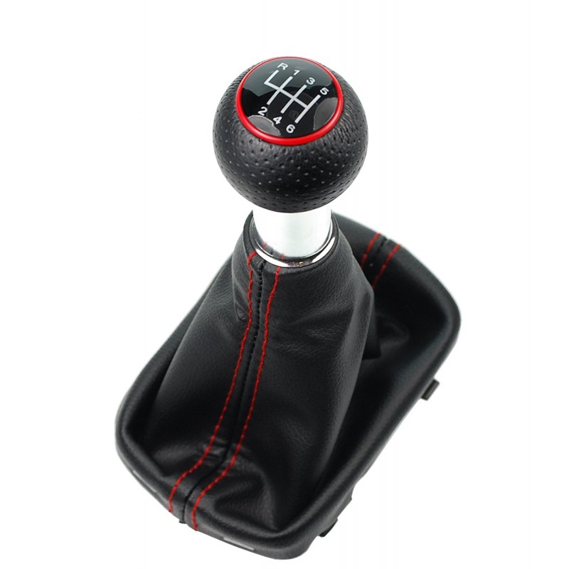 Pommeau 6 Vitesses noir et rouge  A3 8L et S3 8L