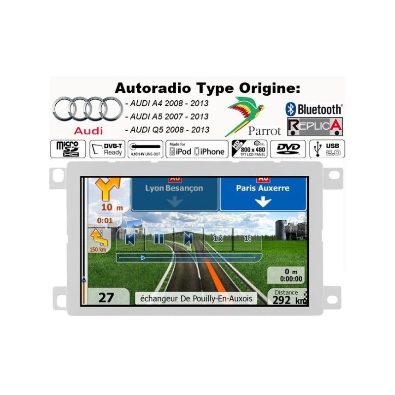 Gps AUDI A4 - A5 - Q5 à partir de 2008 - Replica Europe Bluetooth