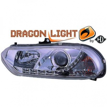 fari con LED diurni, DragonLights, chrome, ALFA 156, fari con LED diurni, DragonLights, chrome, ALFA 156,