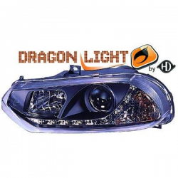 fari con LED diurni, DragonLights, nero ALFA 156,
