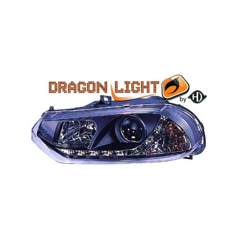 fari con LED diurni, DragonLights, nero ALFA 156,