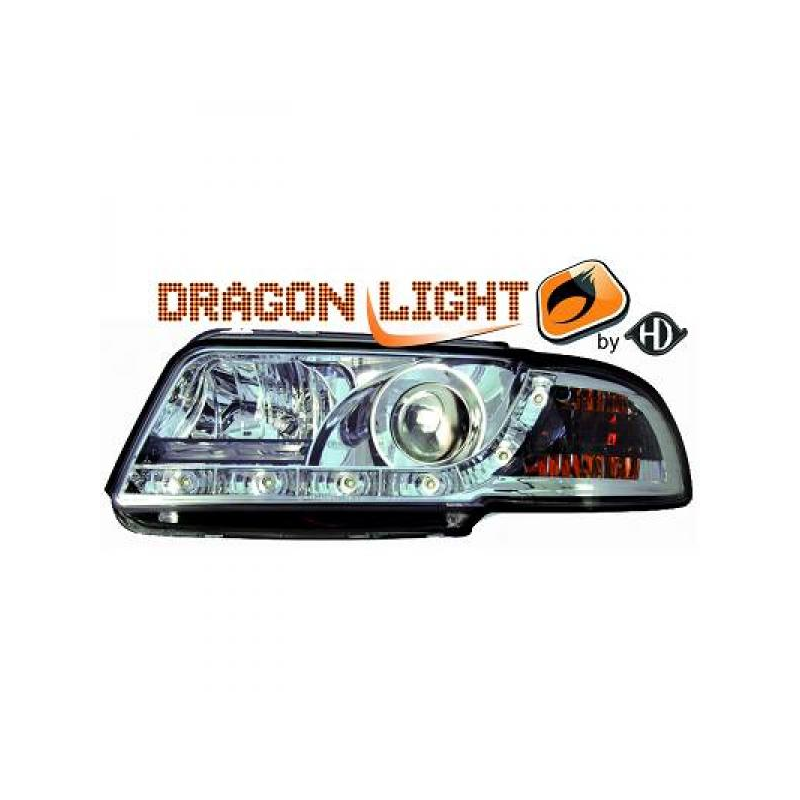 fari con LED diurni, DragonLights, cromo AUDI A4
