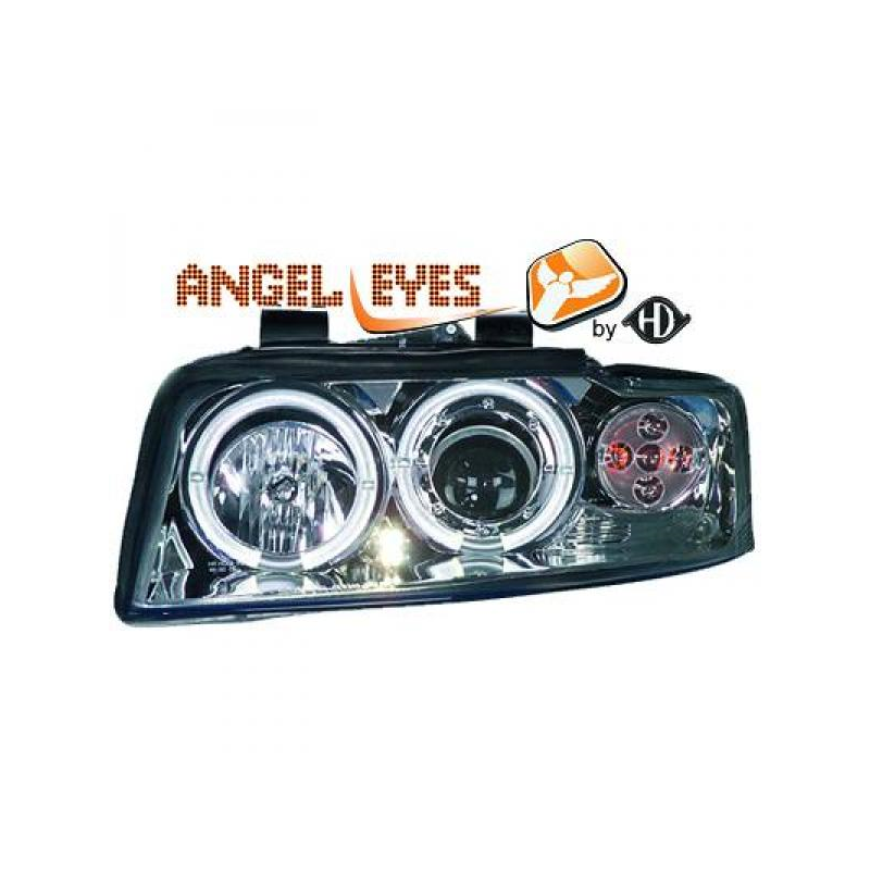 PHARES DESIGN, CHROME, RÉGL. ÉLECTR., ANNEAUX        AUDI A4,